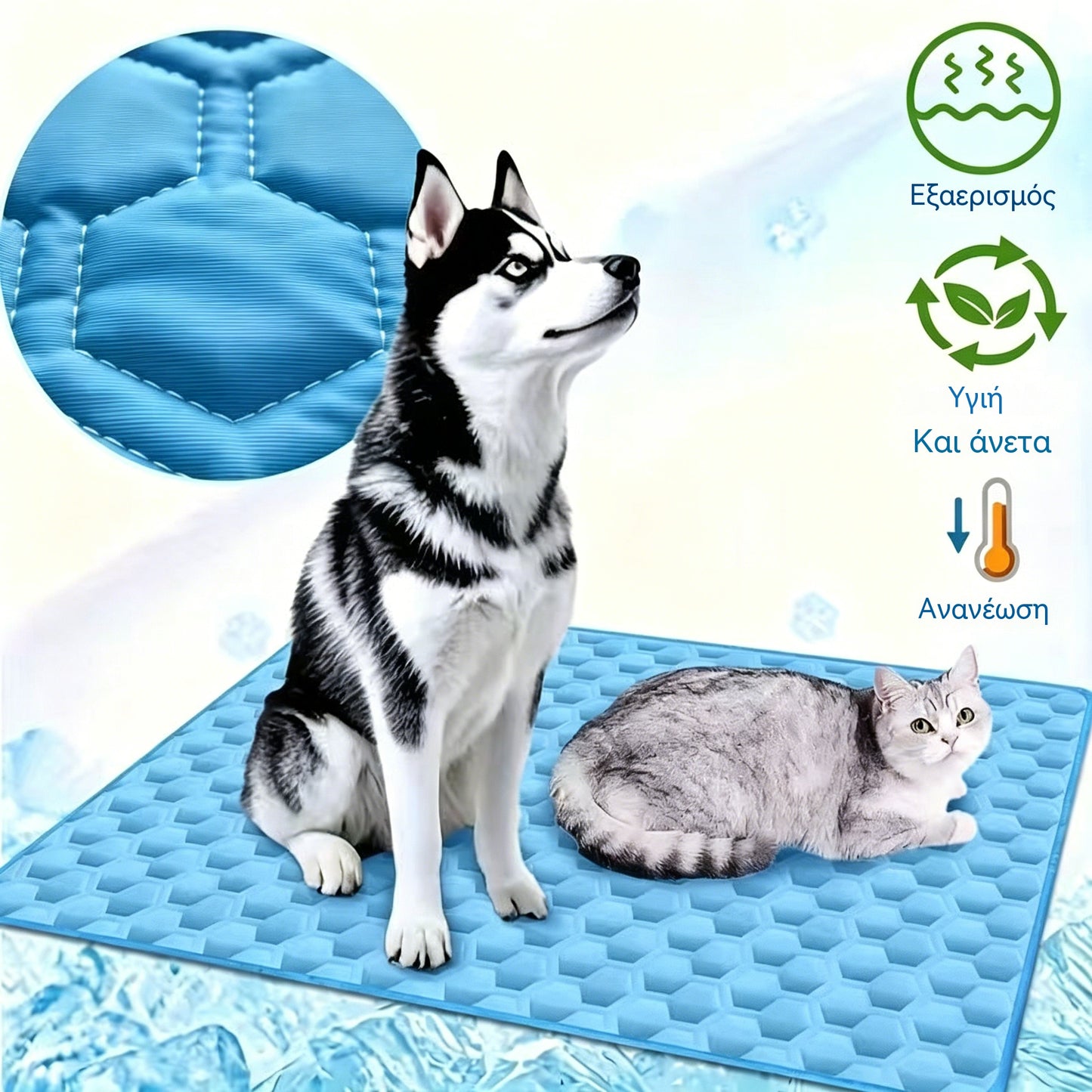 🧊🐶 Ψυκτικό στρώμα για σκύλους και γάτες – η ανακούφιση που χρειάζονται τα κατοικίδιά σας αυτό το καλοκαίρι 🐱✨