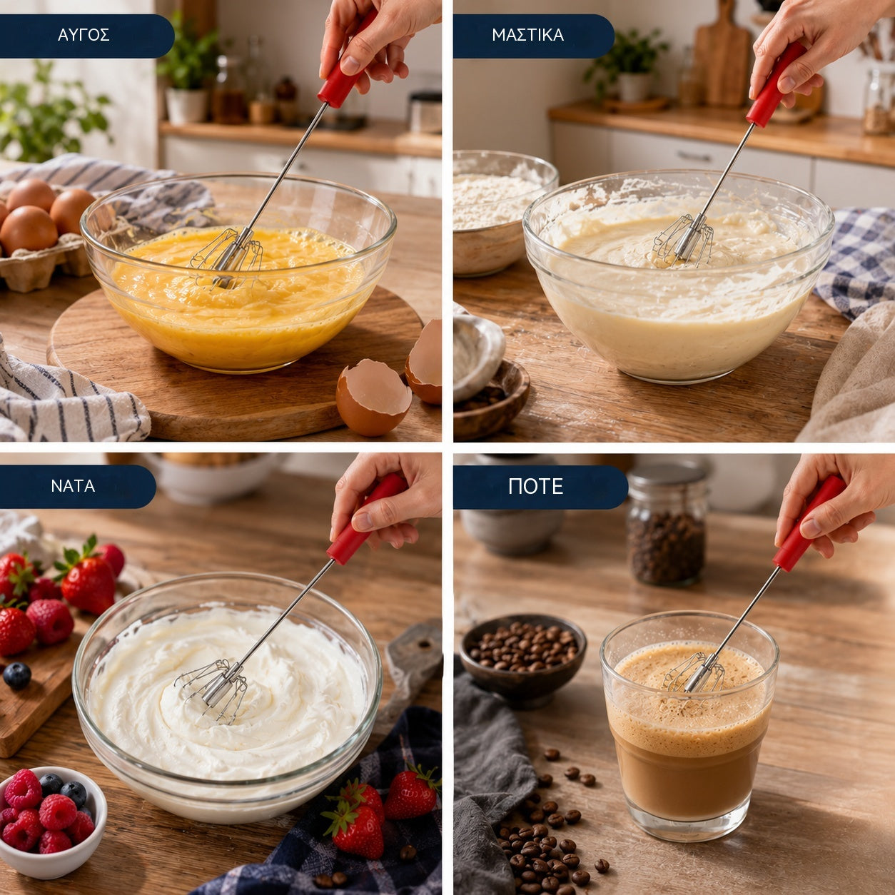 🥳Compra 1 y llévate 1 gratis🥳🥚Batidor de huevos manual semiautomático: presiona y gira, sin electricidad. Bate huevos y nata en segundos. ¡Cuida tus muñecas! ✨🧁
