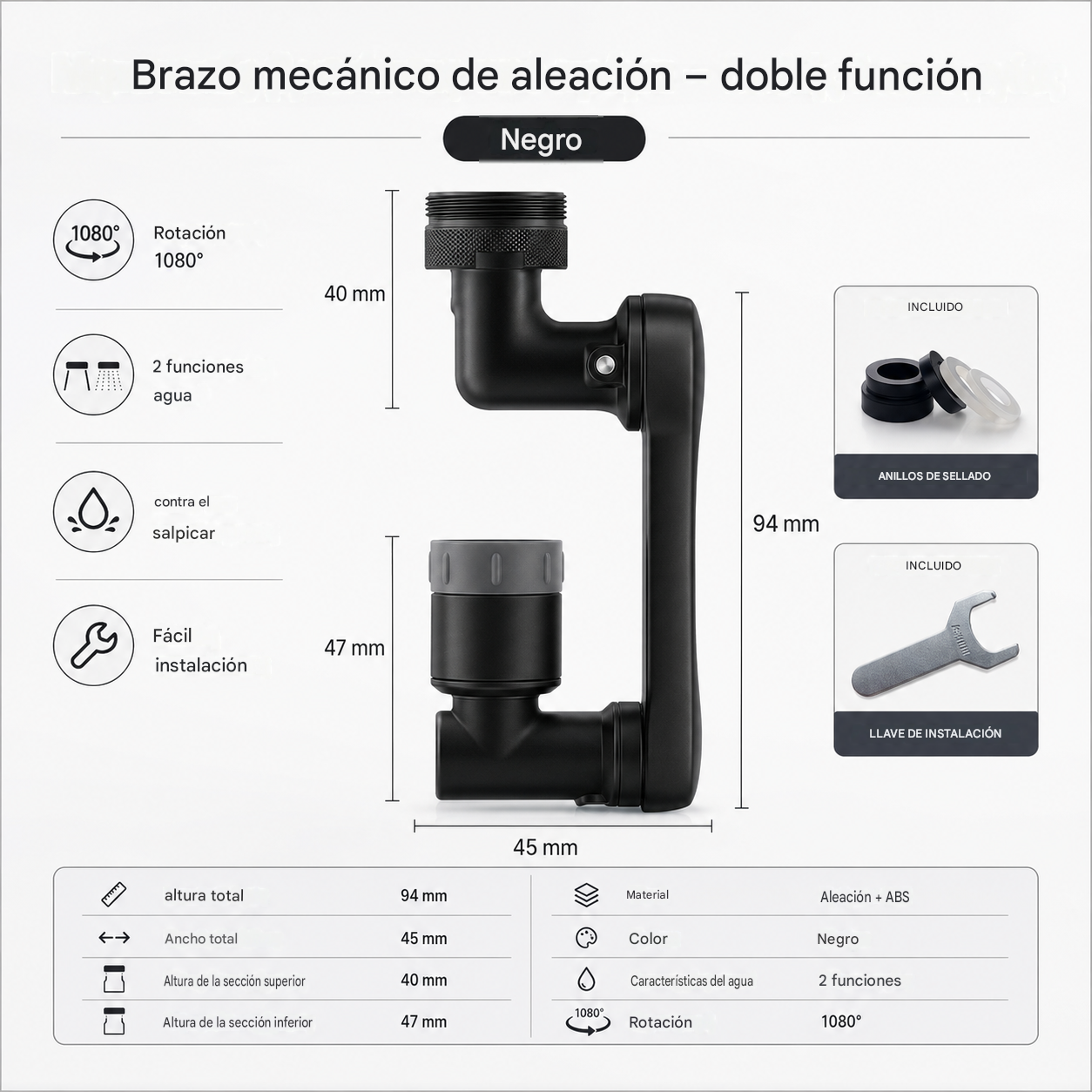 💦Grifo extensor multifuncional con filtro antisalpicaduras, espuma, a prueba de salpicaduras y de uso universal.