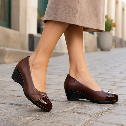 ✨【Velikosti 35-40】Klínové podpatky z pravé kůže, stylový kožený svršek, nazouvací design, všestranný styl