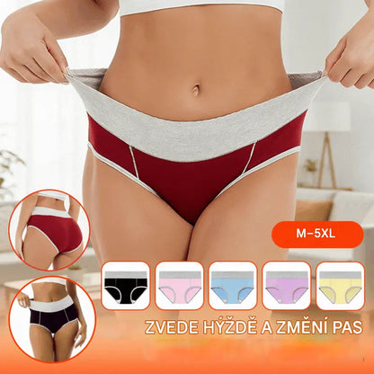 🩲【40 kg–110 kg】Pětidílná sada💕Čistě bavlněné antibakteriální spodní prádlo s vysokým pasem a absorpcí vlhkosti.