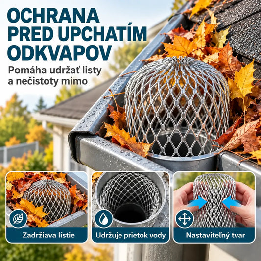 (10 ks) Souprava za 530Kč🍂💧 Filtr proti ucpávání odtoků a žlabů | Ochranná mřížka pro svody dešťové vody a drenážní systémy