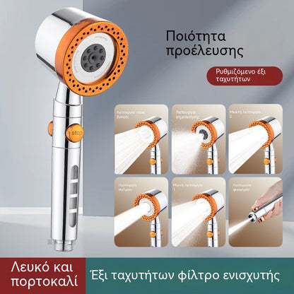Αναβαθμισμένη κεφαλή ντους με ενισχυτή πίεσης, φίλτρο ντους μπάνιου, κεφαλή ντους