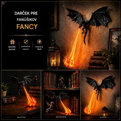 🐉🔥 3D LED světlo s ohnivě chrlícím drakem | Fantasy zářící dekorace na poličku