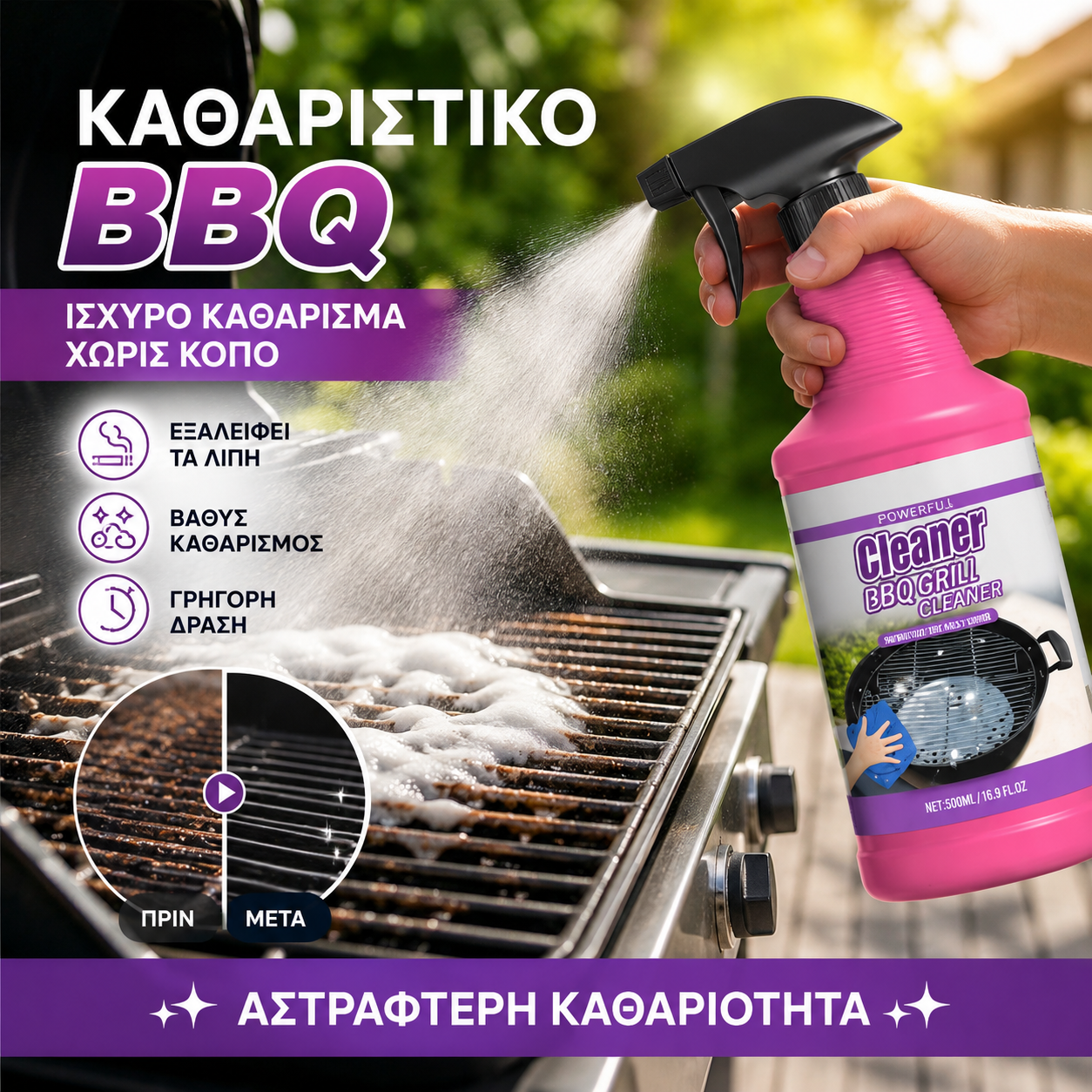 [Συσκευασία 2 μπουκαλιών] Καθαριστικό σχάρας, καθαριστικό σχάρας και μαγειρικών σκευών, αφαιρεί καμένους λεκέδες και λεκέδες από λίπος.