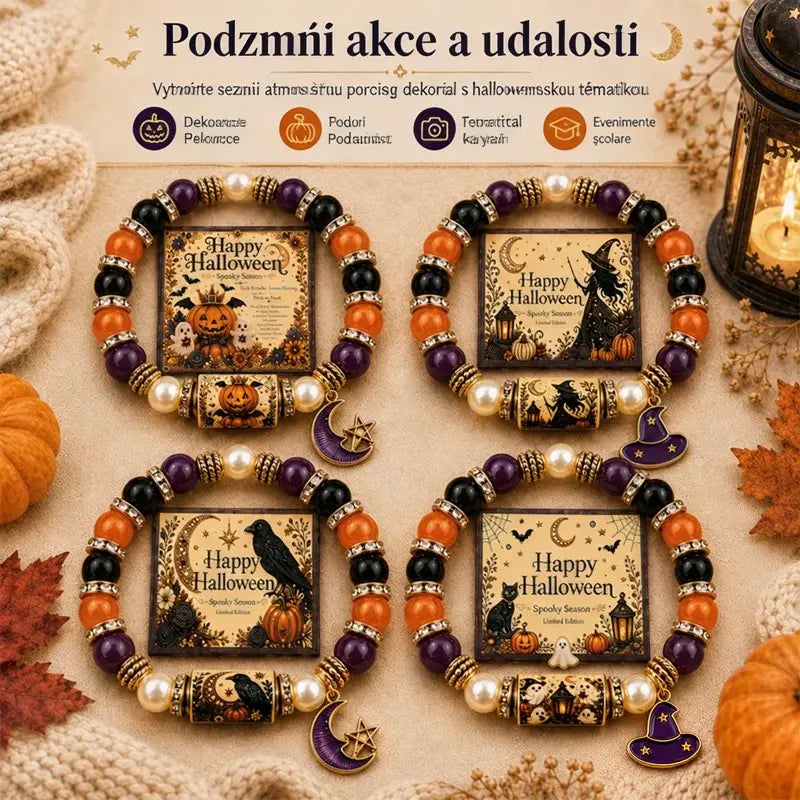 ✨🎃Halloweenský krystalový elastický náramek