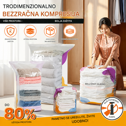 ⏳ Vremenski ograničena ponuda 🔥【Set od 4 kom】 Vakuumske kompresijske vrećice bez pumpe, vrećice za pohranu otporne na prašinu