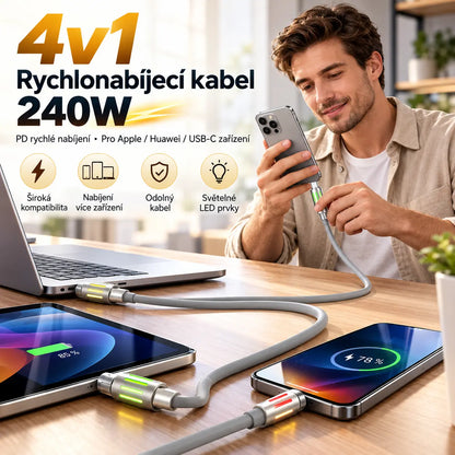 🔥2 kusy 530Kč🌈Jeden kábel, väčšie pohodlie! Multifunkčná nabíjačka s RGB osvetlením