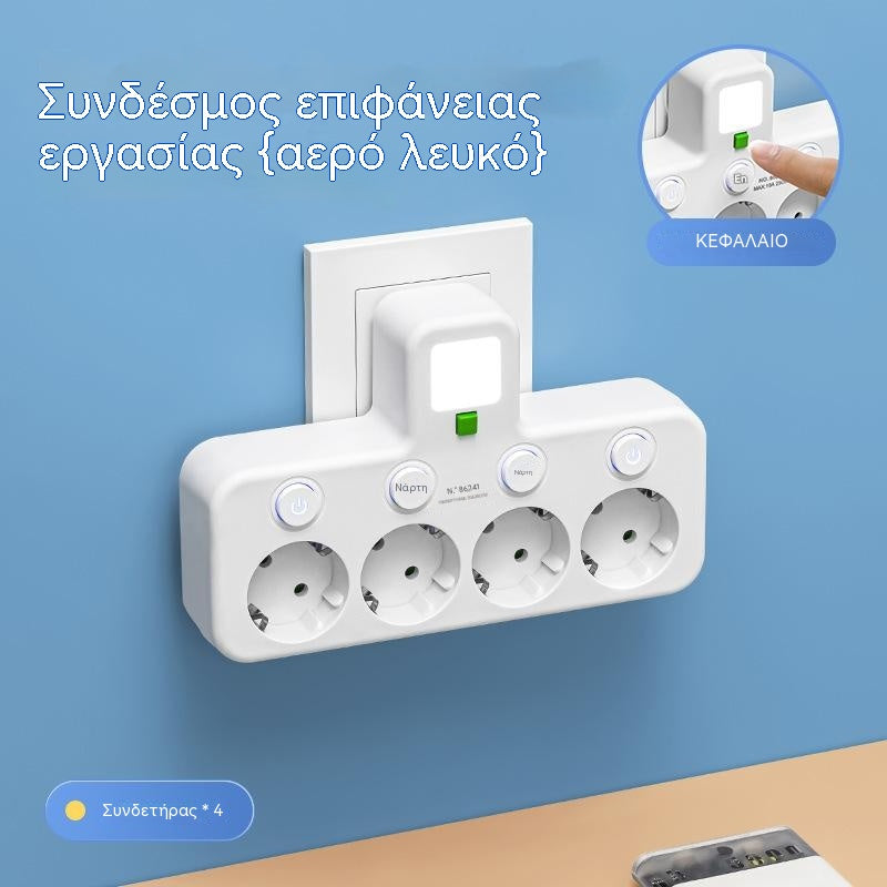 🔌Υποδοχή USB-C με διακόπτη από έναν σε πολλαπλούς, συμβατή με τους ευρωπαϊκούς κανονισμούς, με έξυπνο βύσμα USB και πολύπριζο με καλώδιο επέκτασης τύπου C