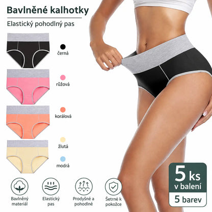 🩲【40 kg–110 kg】Pětidílná sada💕Čistě bavlněné antibakteriální spodní prádlo s vysokým pasem a absorpcí vlhkosti.