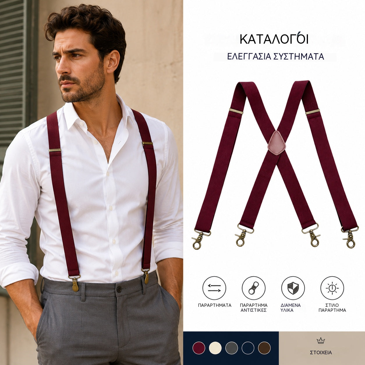 📢📢50% έκπτωση!! ⏰Ανδρικές τιράντες σε σχήμα Χ με κλιπς