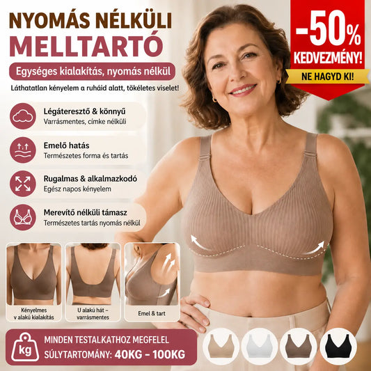 😍【4 darabos csomag】Egyrészes, merevítő nélküli melltartó nőknek❤️【40-100 kg】