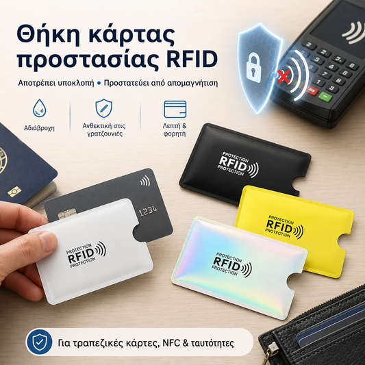 8 τεμάχια €21🔒 8 θήκες καρτών RFID με προστασία από RFID – Προστασία για τραπεζικές κάρτες και ταυτότητα