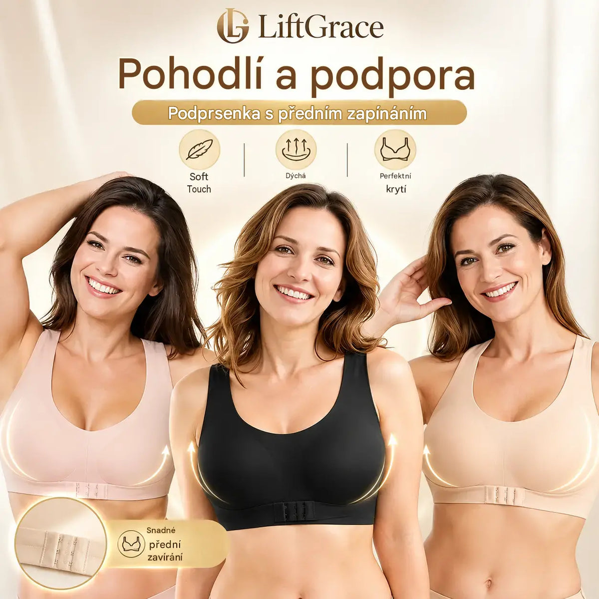🎉VÝPRODEJ POSLEDNÍHO DNE - SLEVA 60 %⚡Podprsenka s jednoduchým zapínáním zepředu a zkříženými zády, korekcí držení těla a podprsenkou bez kostic pro plnou oporu a pohodlí