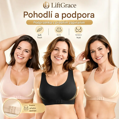 🎉VÝPRODEJ POSLEDNÍHO DNE - SLEVA 60 %⚡Podprsenka s jednoduchým zapínáním zepředu a zkříženými zády, korekcí držení těla a podprsenkou bez kostic pro plnou oporu a pohodlí