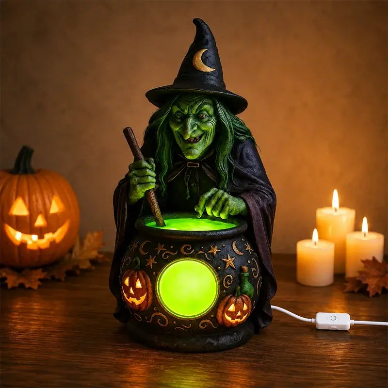 🧙‍♀️🎃Halloweenská socha čarodějnice v kotli