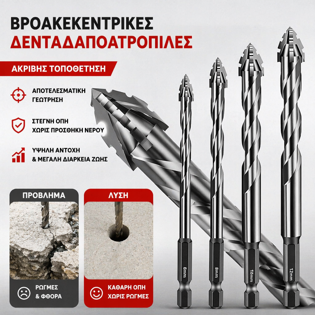 🔥Καυτές εκπτώσεις 2026🔥🧰Σετ εκκεντρικού τρυπανιού 4 φλάουτων υψηλής αντοχής