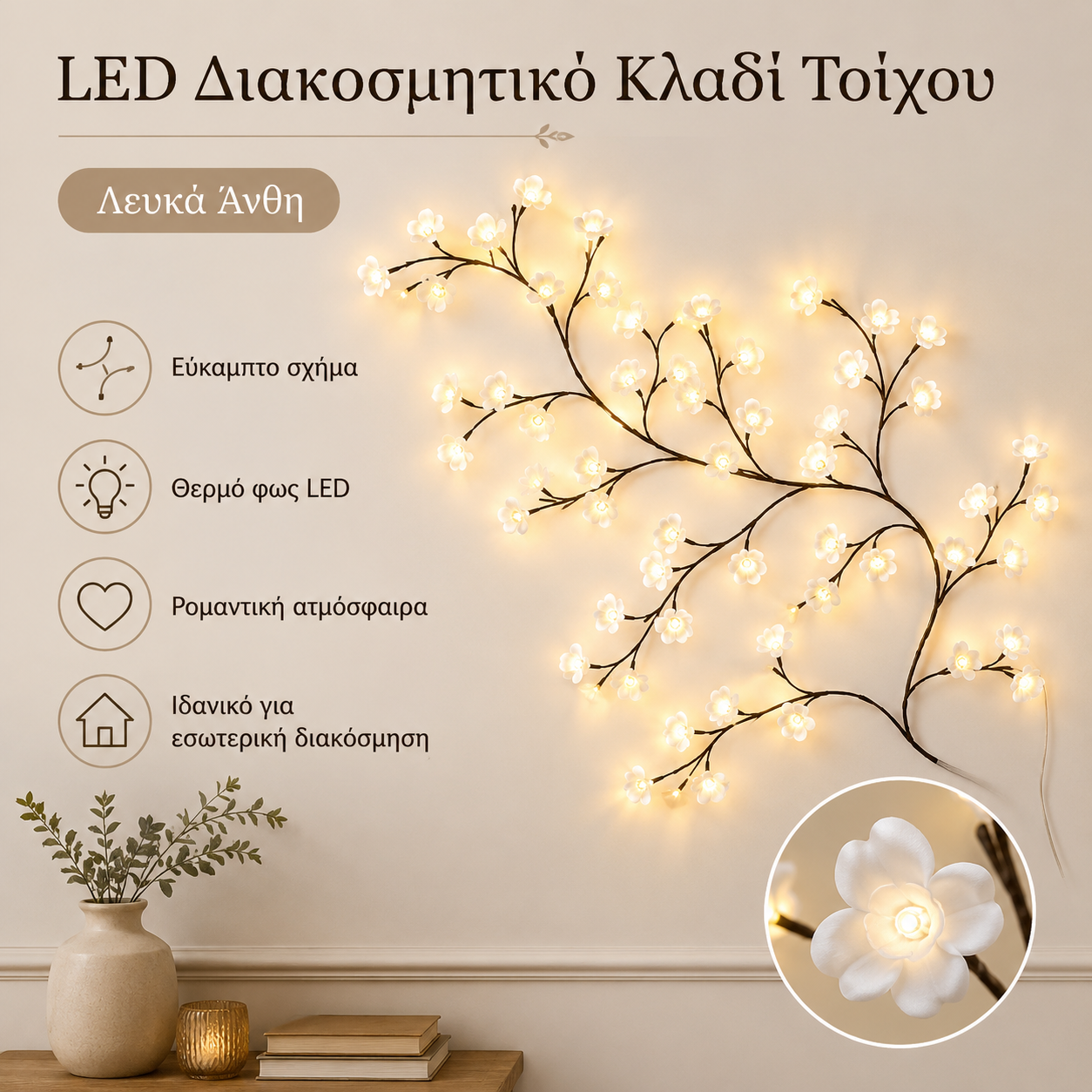 ✨🔥 Ευέλικτα φώτα LED σε σχήμα κληματαριάς και λουλουδιών: διακοσμήστε το σπίτι σας με μια μαγική και ζεστή ατμόσφαιρα 🦋💡