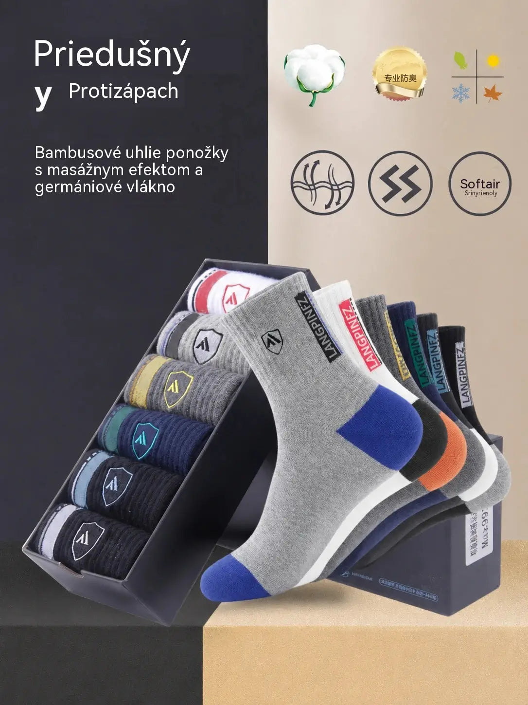 😍🧦【10/20  párov】Pánske bavlnené dezodoračné ponožky, nové 2026, absorbujúce pot