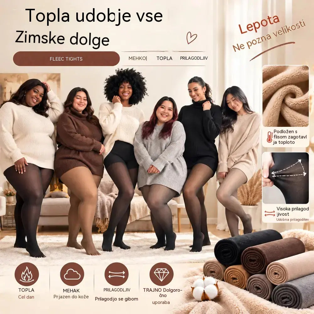 ✨【XS – 3XL / 4 barve】 Legice s flis podlogo in videzom prosojnosti; zasnovane z enim šivom spredaj in zadaj – delno prosojne legice, primerne kot osnovni sloj.