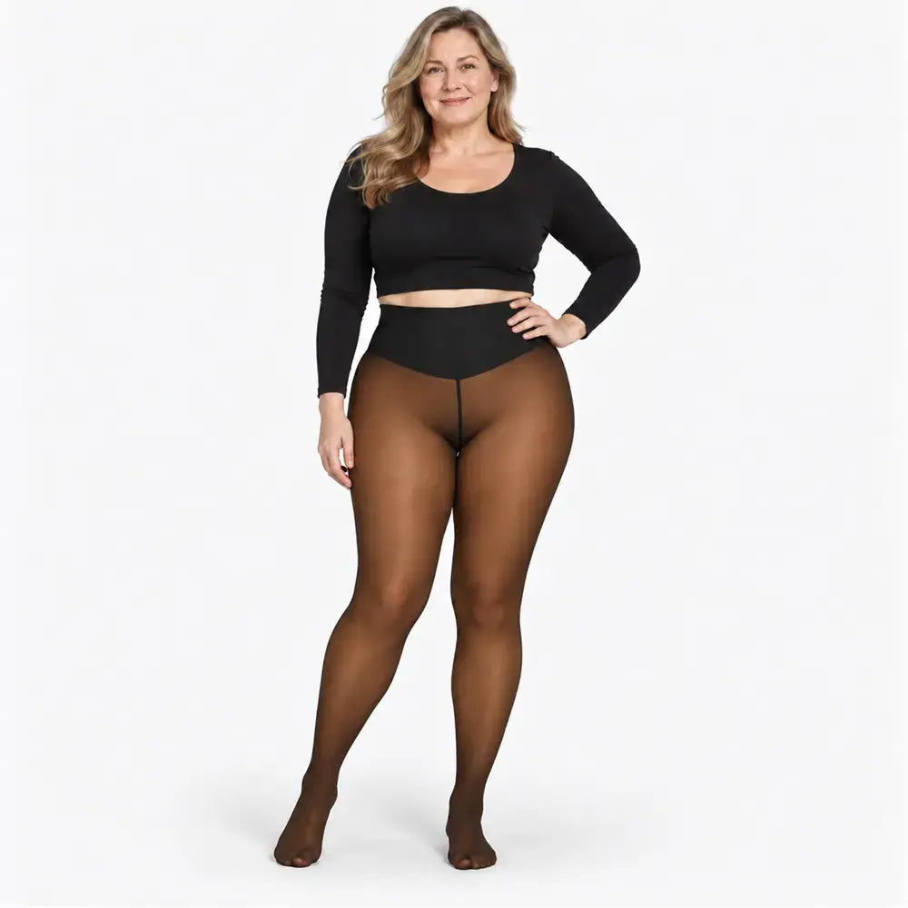 ✨【XS – 3XL / 4 barve】 Legice s flis podlogo in videzom prosojnosti; zasnovane z enim šivom spredaj in zadaj – delno prosojne legice, primerne kot osnovni sloj.