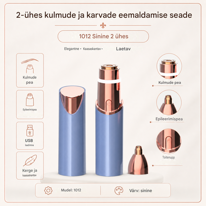 💄✨Kõige populaarsem elektriline kulmutrimmer topelt huulepulgakujulise peaga, mis sobib kasutamiseks kogu kehal.