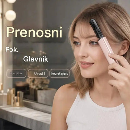 ✨ Prenosna brezžična mini naprava za oblikovanje las z glavnikom – Več volumna in naravno poln videz
