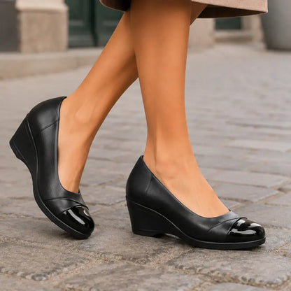 ✨【Velikosti 35-40】Klínové podpatky z pravé kůže, stylový kožený svršek, nazouvací design, všestranný styl