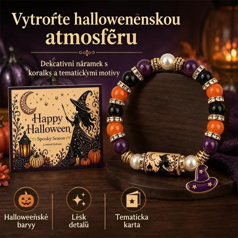 ✨🎃Halloweenský krystalový elastický náramek
