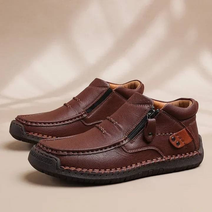 🐂👞【38-48】Ανδρικές δερμάτινες χειροποίητες αντιολισθητικές μπότες οδήγησης υψηλής ποιότητας - φαρδιά δάχτυλα, στήριξη στην καμάρα