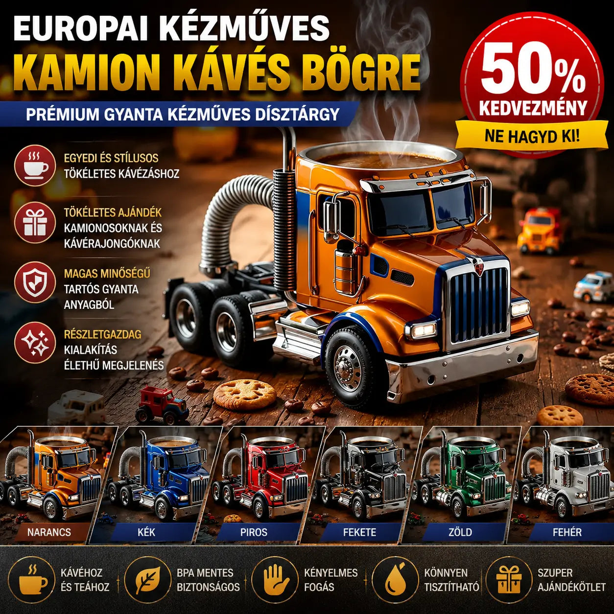 🚛Căni de cafea lucrate manual pentru semi-camioane