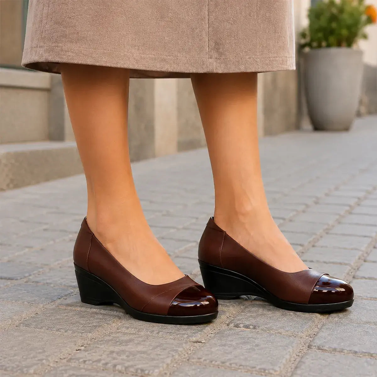 ✨【Velikosti 35-40】Klínové podpatky z pravé kůže, stylový kožený svršek, nazouvací design, všestranný styl