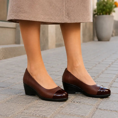 ✨【Velikosti 35-40】Klínové podpatky z pravé kůže, stylový kožený svršek, nazouvací design, všestranný styl