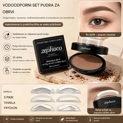 💆‍♀️Komplet žigov in pudra za obrvi💖vsebuje tri pare žigov v obliki obrvi.