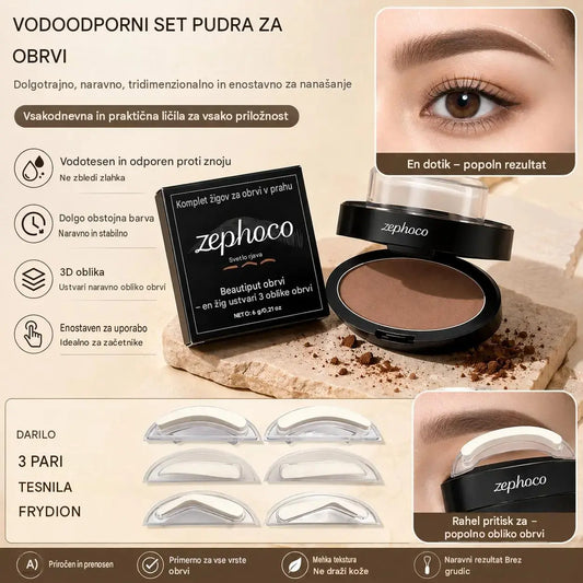 💆‍♀️Komplet žigov in pudra za obrvi💖vsebuje tri pare žigov v obliki obrvi.
