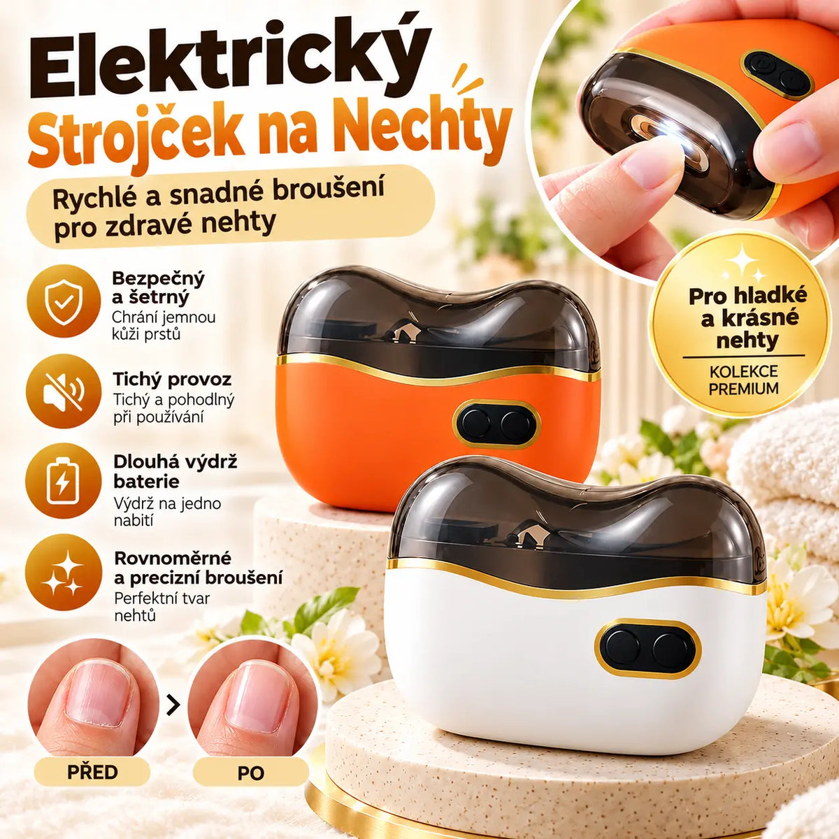 💅👌 Multifunkční elektrická bruska na nehty, elektrické kleštičky na nehty s ochranou proti svírání