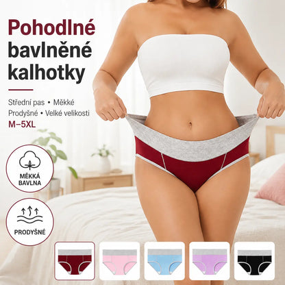 🩲【40 kg–110 kg】Pětidílná sada💕Čistě bavlněné antibakteriální spodní prádlo s vysokým pasem a absorpcí vlhkosti.