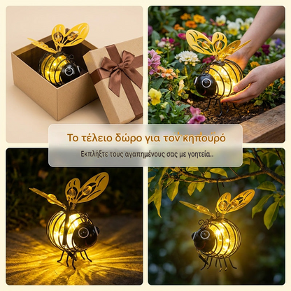 🌙🍃Κρεμαστό ηλιακό φωτιστικό σε σχήμα μέλισσας - ζεστή κεχριμπαρένια λάμψη, χωρίς τρεμόπαιγμα, ιδανικό για πάρτι στον κήπο, κάμπινγκ ή παιδικά δωμάτια 🌞🌜
