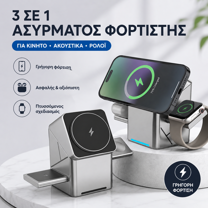 58% ΕΚΠΤΩΣΗ🔥Καυτές Προσφορές-Πτυσσόμενος Μαγνητικός Ασύρματος Σταθμός Φόρτισης 3 σε 1