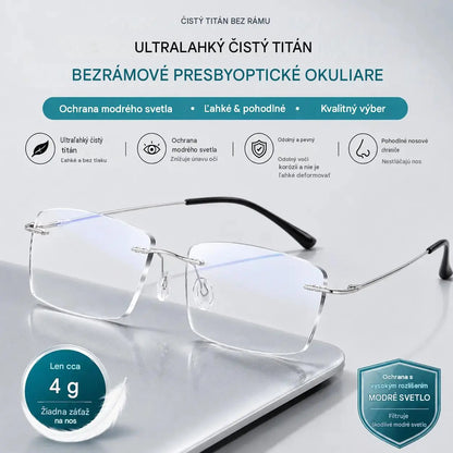 Vysokokvalitné, ultraľahké, bezrámové, profesionálne okuliare s vysokým rozlíšením a ochranou proti modrému svetlu - unisex