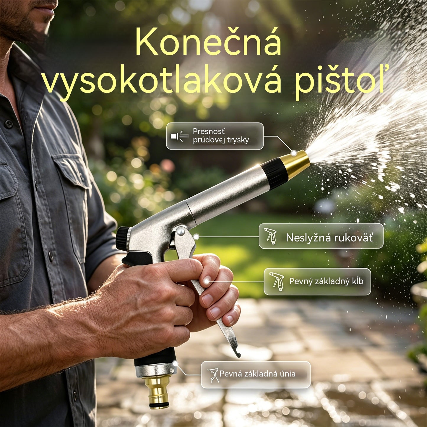🥳 50% ZĽAVA! 🏠💦 Vysokotlaková vodná pištoľ – ideálna na umývanie auta, zavlažovanie záhrad, čistenie fasád a vonkajšieho nábytku 🌿🚘