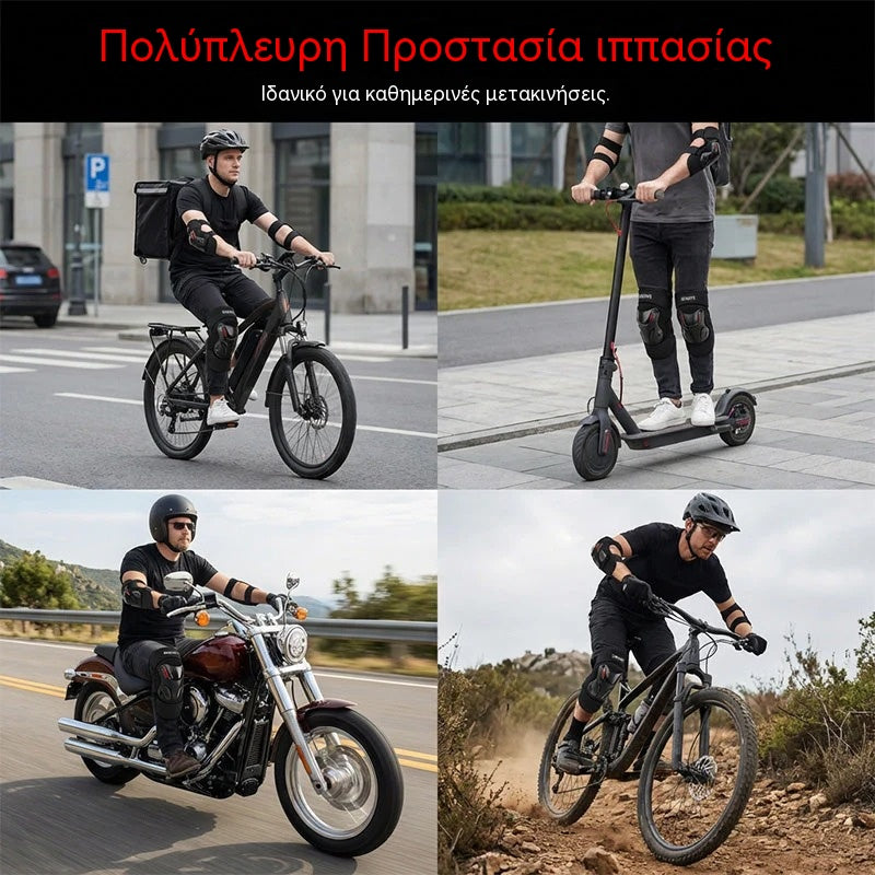 🛡️Σετ επιγονατίδων και αγκώνων μοτοσικλέτας – Ανθεκτικά στις κρούσεις, ρυθμιζόμενοι ιμάντες και αναπνεύσιμη επένδυση – Απαραίτητο στοιχείο ασφαλείας 💪🏍️