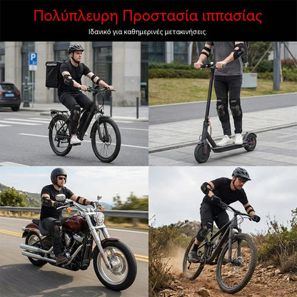 🛡️Σετ επιγονατίδων και αγκώνων μοτοσικλέτας – Ανθεκτικά στις κρούσεις, ρυθμιζόμενοι ιμάντες και αναπνεύσιμη επένδυση – Απαραίτητο στοιχείο ασφαλείας 💪🏍️