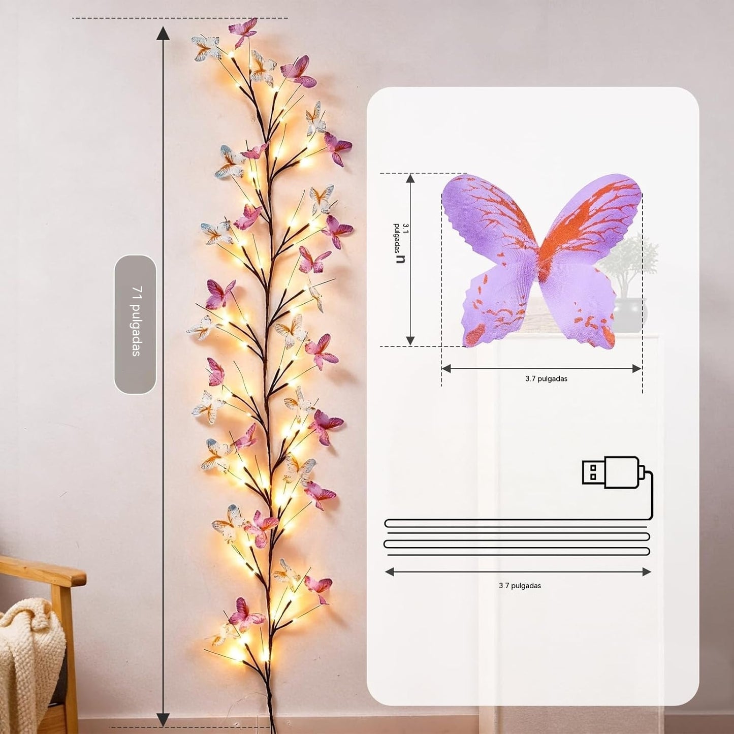 ✨✨ Ευέλικτα φωτιστικά LED σε σχήμα κλήματος με πεταλούδες – Διακοσμήστε το σπίτι σας με μια μαγική και ζεστή ατμόσφαιρα 🦋💡