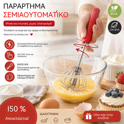 🥳Compra 1 y llévate 1 gratis🥳🥚Batidor de huevos manual semiautomático: presiona y gira, sin electricidad. Bate huevos y nata en segundos. ¡Cuida tus muñecas! ✨🧁