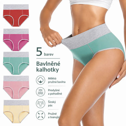 🩲【40 kg–110 kg】Pětidílná sada💕Čistě bavlněné antibakteriální spodní prádlo s vysokým pasem a absorpcí vlhkosti.