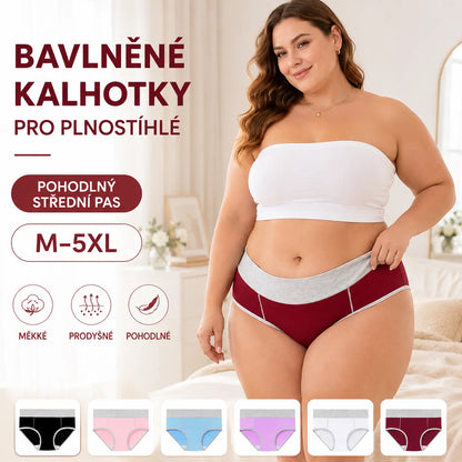 🩲【40 kg–110 kg】Pětidílná sada💕Čistě bavlněné antibakteriální spodní prádlo s vysokým pasem a absorpcí vlhkosti.