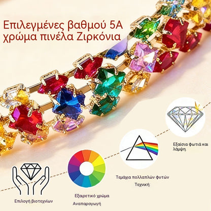 ✨【Αγοράστε 1 και πάρτε 1 δωρεάν】Βραχιόλι με πολύχρωμα γεωμετρικά κυβικά ζιρκόνια σε μποέμ στυλ
