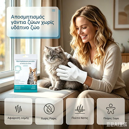 🧤🧼 【2 στοιχεία】 ✨ Γάντια καθαρισμού μίας χρήσης χωρίς νερό για κατοικίδια – Γρήγορος και απαλός καθαρισμός🐶🐱