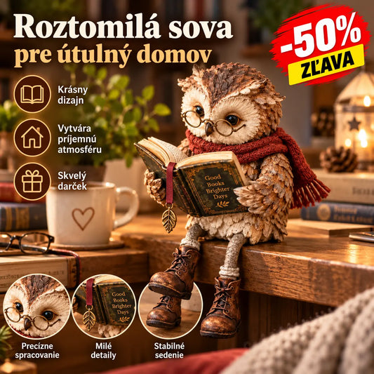 💥 Zľava 50% po obmedzenú dobu! 🦉 Rozkošná figúrka sovy, ktorá číta